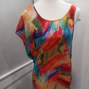S.Y.L.K. Women Top Silk Blouse Size Small Spring Summer Colorful